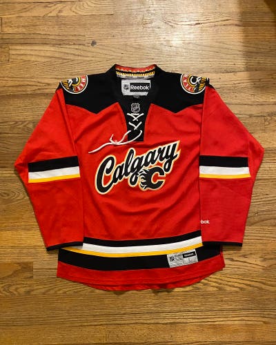 Calgary Flames Wordmark Alternate Reebok Hockey Jersey