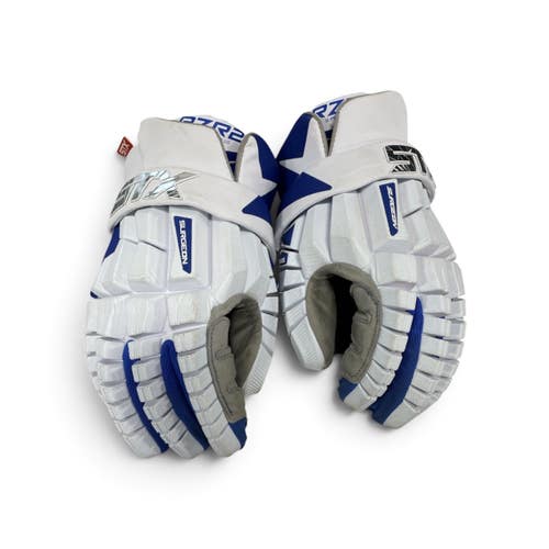 Used STX Surgeon RZR2 DFLKT Mens Lacrosse Gloves Royal Blue and White LG 11735-S000370895