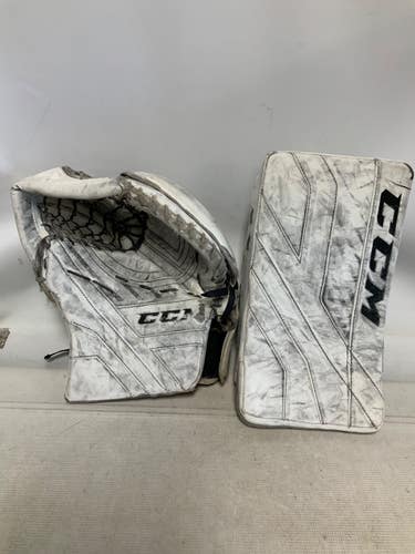 Used CCM AXIS 1.9 CATCHER BLOCKER SET Senior Goalie Catcher White 11823-S000042658