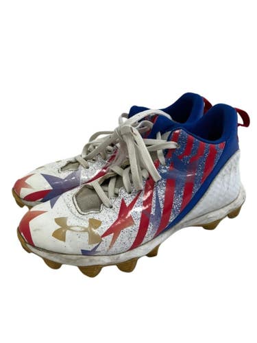 Used Under Armour SPOTLIGHT FRANCHISE Jr FB Cleats White/Royal/Red Junior 03.5 11692-S000158953