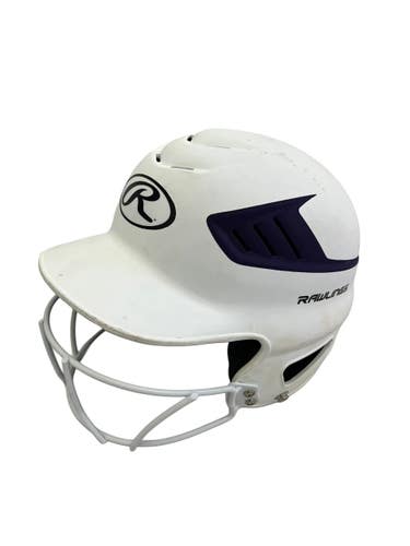 Used Rawlings RCFH Batting Helmet w/Mask White And Purple One Size 11692-S000159008