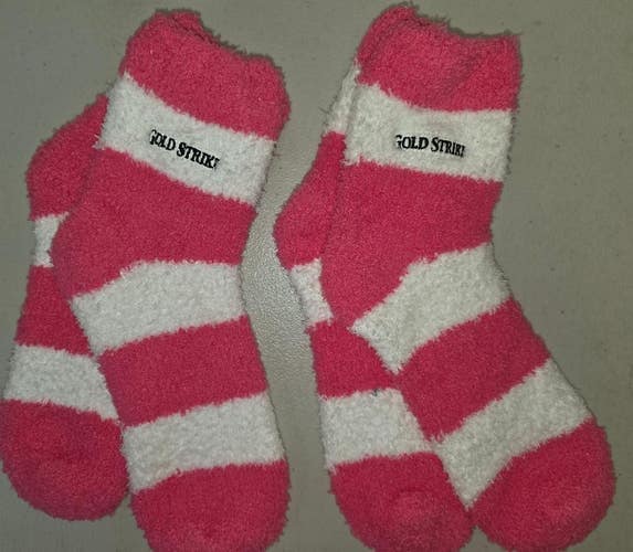 ST9 Mens "WHITE PINK GOLD STRIPED" Crew Socks Lot of 2 Pair LARGE New