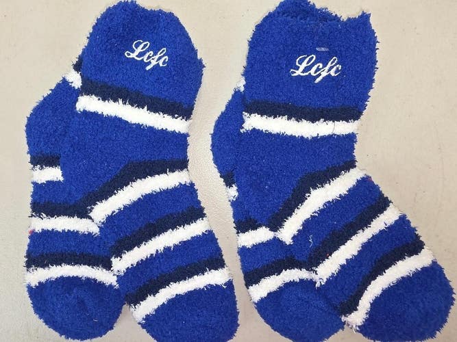 ST11 Mens "LCFC FUZZY SLIPPER SOCKS" Crew Socks Lot of 2 Pair MEDIUM New