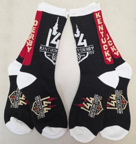 ST17 Mens "KENTUCKY DERBY 144 HORSE" Crew Socks Lot of 2 Pair MEDIUM New
