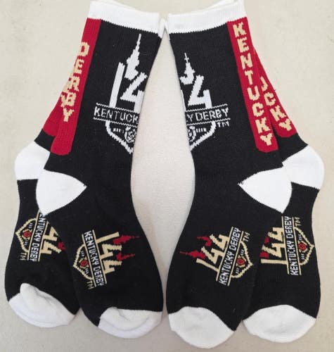 ST18 Mens "KENTUCKY DERBY 144 HORSE" Crew Socks Lot of 2 Pair LARGE New