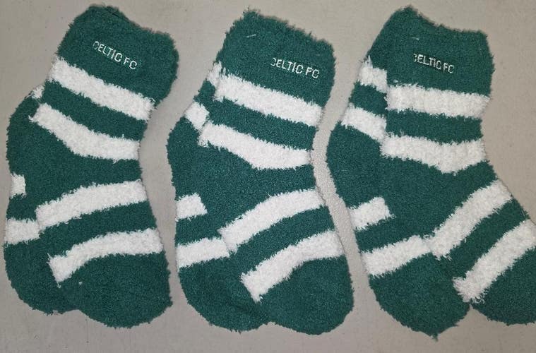 ST1 "CELTIC FC FUZZY" Crew Socks Lot of 3 Pair YOUTH 1-5 New