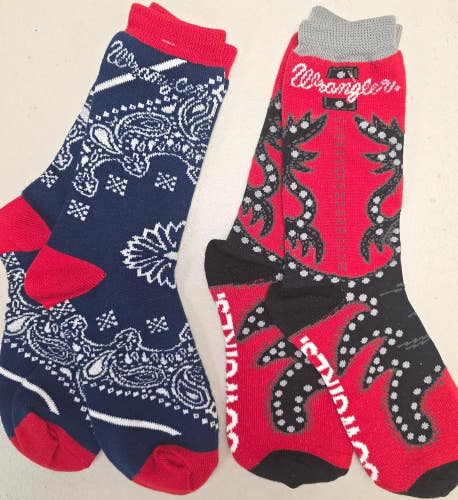 ST6 Mens "WRANGLER JEANS" Crew Socks Lot of 2 Pair MEDIUM New
