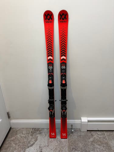 Volkl Racetiger GS 148 cm Racing Skis w/ Bindings (Used). Fresh base grind and race tune