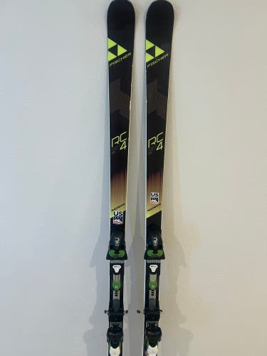 Fischer RC4 WC GS 193 cm Racing Skis With Bindings Max Din 17 (skis used but bindings new)