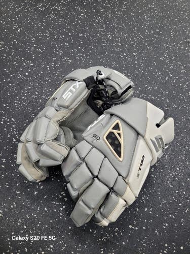 Used STX CELL IV Lacrosse Gloves Mens Grey 12" 11849-S000045574