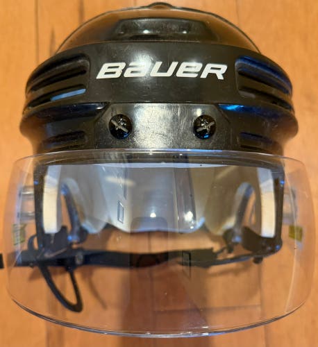 Bauer 4500 Black Hockey Helmet Large w/ Bauer HDO Pro Straight Clear Visor (Used)