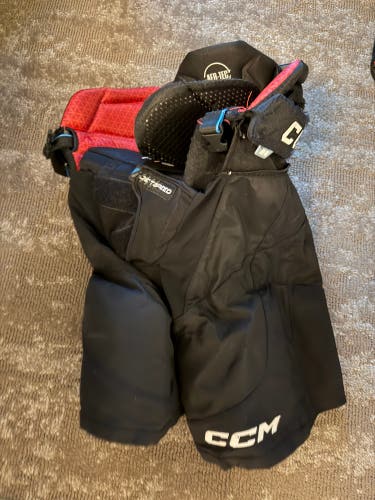 Black Junior Medium CCM JetSpeed FT6 Hockey Pants (Used)