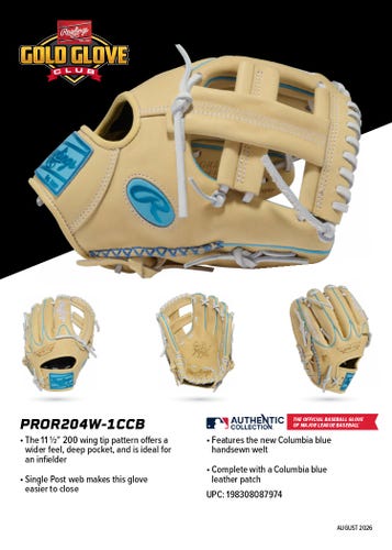 New 2026 August Rawlings RH Infield Heart of the Hide Baseball Glove 11.5"