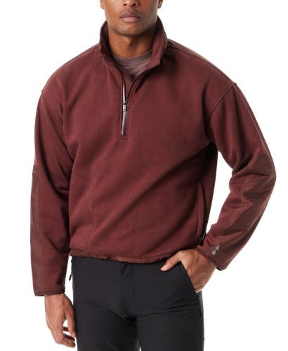 Bass Outdoor Sweatshirt Men Large Rum Raisin Regular Fit Convertible Hood MOT351