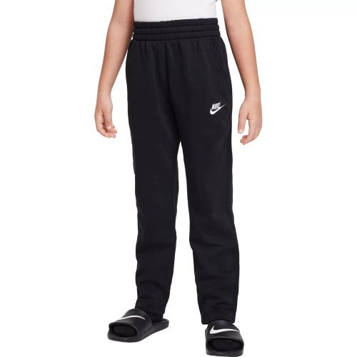 Nike Sportswear Club Fleece Sweatpant Kids M Black Elastic Waist Open Hem MOT323