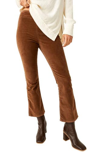 Free People In My Feelings Cropped Pants Womens S Brown Velvet Flared Leg MOT344
