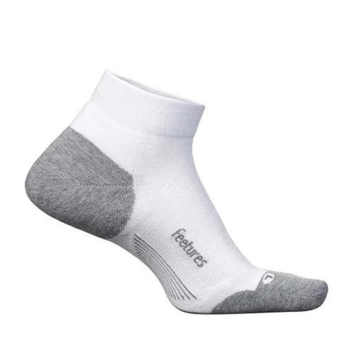 Feetures Elite Max Low Cut Socks Unisex XL White Gray Stretch Max Cushion MOT346