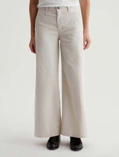 AG Jeans Caden Chino Pants Women's 28 Pumice Stretch Mid Rise Wide Leg MOT310