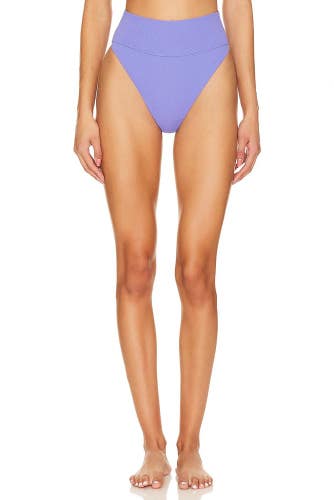 Beach Riot Highway Bikini Bottom Womens Medium Periwinkle Waffle Swimwear MOT334