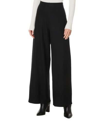 Eileen Fisher Dress Pants Women's S Black Flat Front Full Length Wide Leg MOT362