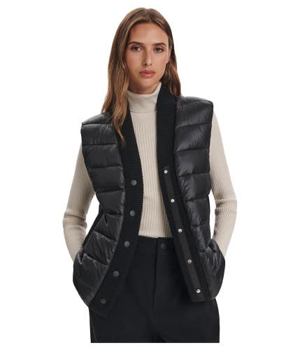 Varley Colwyn Combo Boxy Gilet Puffer Vest Women's Medium Black Snap Front CLH11