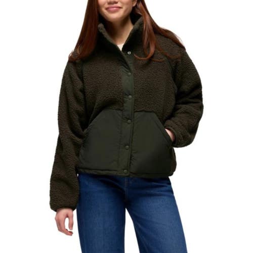 PrAna Encinitas Fleece Jacket Women's Medium Nori Snap Front Long Sleeve CLH53