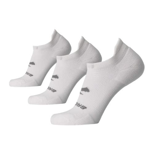 Brooks Run-in No-Show Socks Men's Medium White Stretch Performance 3-Pack CLH58