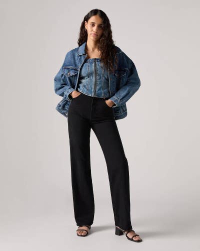 Levi's Ribcage Jeans Women's 27X32 Black Denim High Rise Straight Leg CLH62