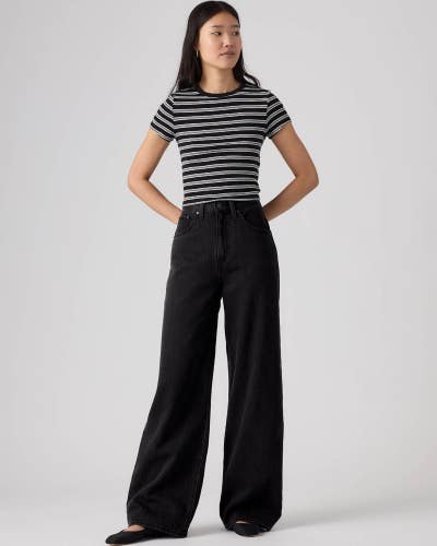 Levi's Cinch Baggy Jeans Women's 30x31 Black Denim Dark Wash Straight Leg CLH47