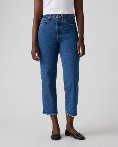 Levi's Ribcage Jeans Womens Blue Denim Cotton High Rise Straight Leg Ankle CLH49