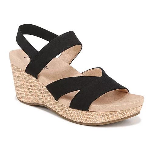 LifeStride Danita I8535F2001 Sandals Women's Black Wedge Heel Strappy ZAP3127