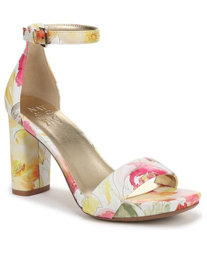 Naturalizer Joy Sandals Women's 7W Multicolor Floral Leather Ankle Strap ZAP2982