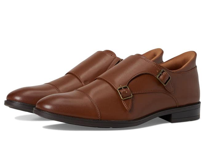 Marc Joseph New York Oliver Street Monk Strap Men 7M Cognac Dress Shoes ZOGG4555