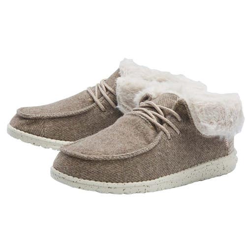 Hey Dude Britt 121771600 Boots Women's 8M Nut Faux Fur Collar Snow Bootie PNE541