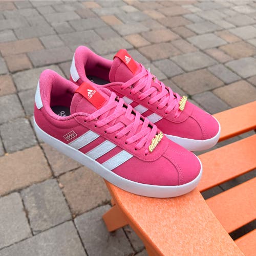 NWT Adidas VL Court 3.0 Pink Fusion White Suede Skateboard Sneakers Womens Sz 9