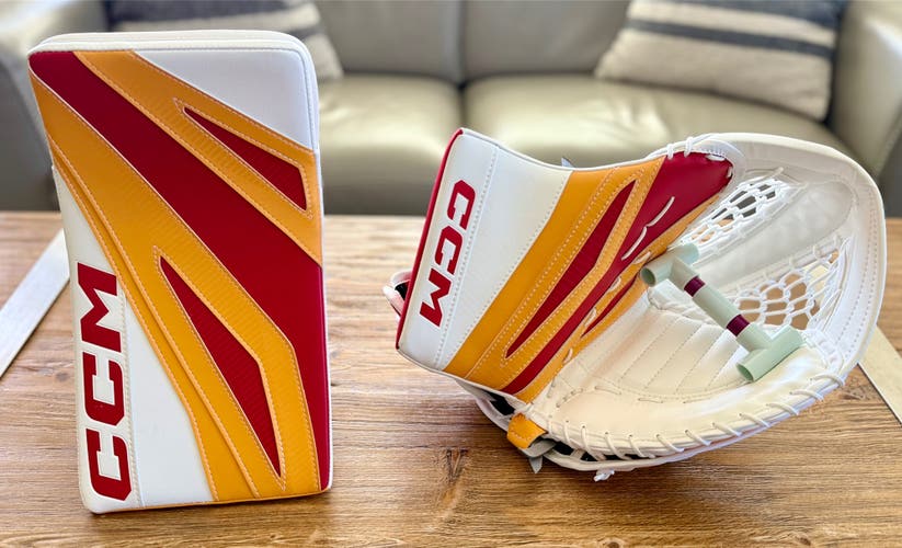 Brand New Pro Stock Pro Return CCM Eflex 7 Glove and Blocker - Dustin Wolf