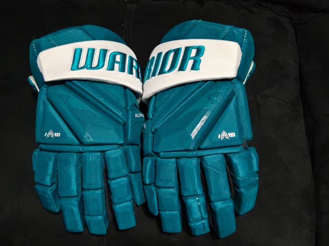 15" Warrior Alpha LX3 Pro Stock Hockey Gloves - San Jose Sharks