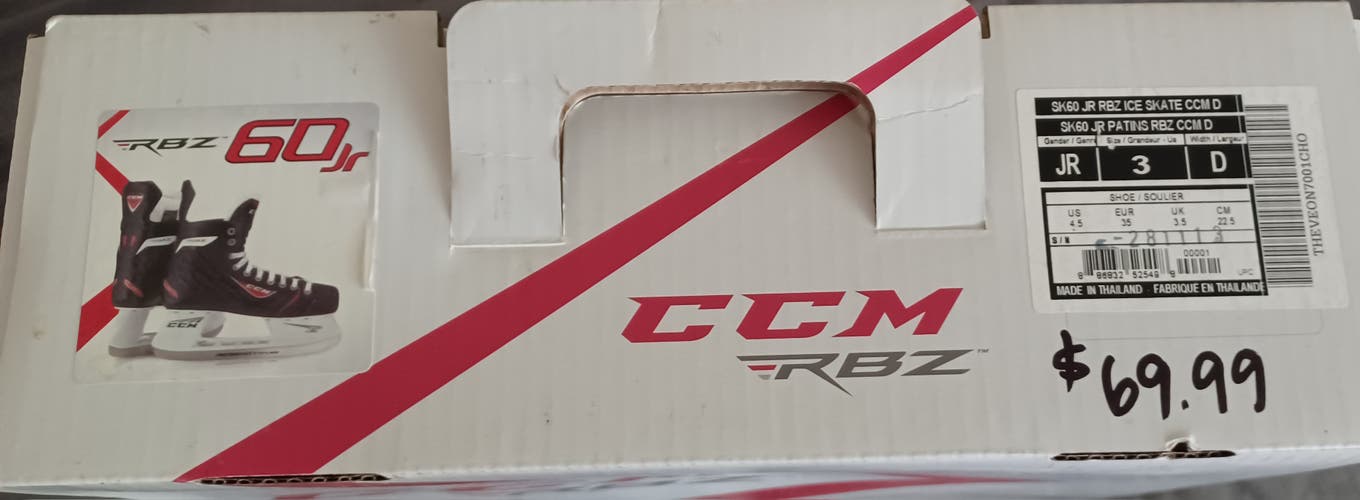 Black CCM RBZ 60 Hockey Skates Regular Width Size 3 (New)