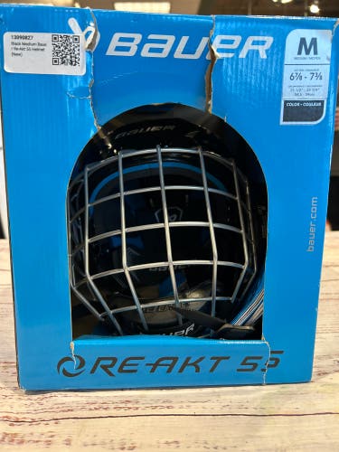Black Medium Bauer Re-Akt 55 Helmet (New)