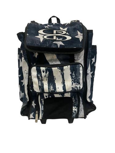 Used BoomBah NAVY/WHITE BB/SB Player Wheeled Bag Navy And White 11692-S000159271
