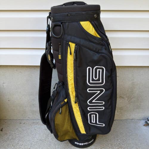 Ping Hoofer Retro Golf Cart Bag 7 Way Dividers Black Yellow White