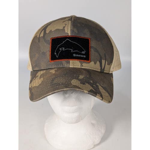 Simms Fishing Products Camo Trucker Hat Mesh Back Snapback Fish Patch Cap
