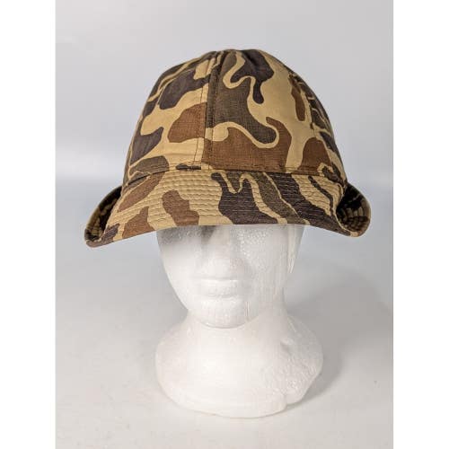 Vintage Duck Hunter Camo Jones Hunting Hat with Ear Flaps Brown Tan Size M