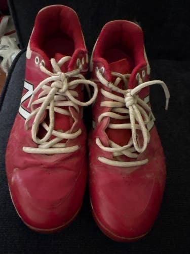Red Men's Size M 9.0 (W 10.0) Adult New Balance Metal Cleats (Used)