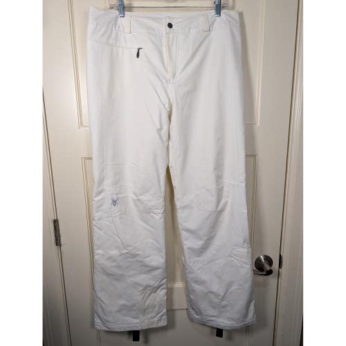 Spyder Womens White Insulated Ski Snow Pants Size 12 Articulated Knee Outdoor
