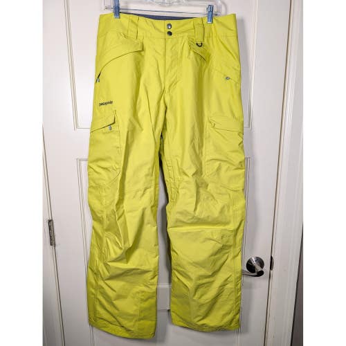 Patagonia H2No Mens Medium Ski Snowboard Pants Chartreuse Yellow Waterproof
