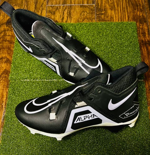 Nike Size 14D Alpha Menace Pro 3 Mid Football Cleats Black/White *NEW*