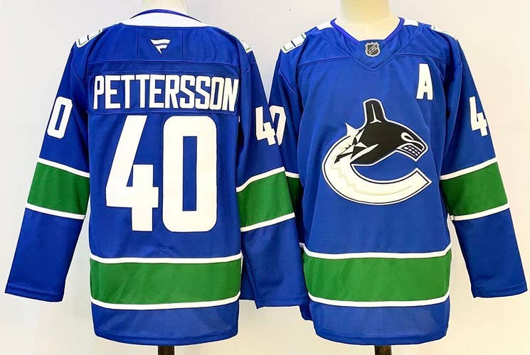 Men's Vancouver Canucks Elias Pettersson 40 Stitched Blue Jersey Ice Hockey Jersey size 52