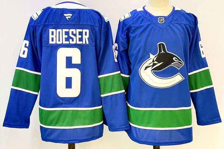Men's Vancouver Canucks Brock Boeser #6 Stitched Blue Jersey Ice Hockey Jersey size 50