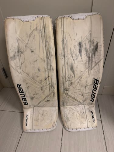 White Medium Senior Bauer Supreme Shadow Goalie Leg Pads (Used)